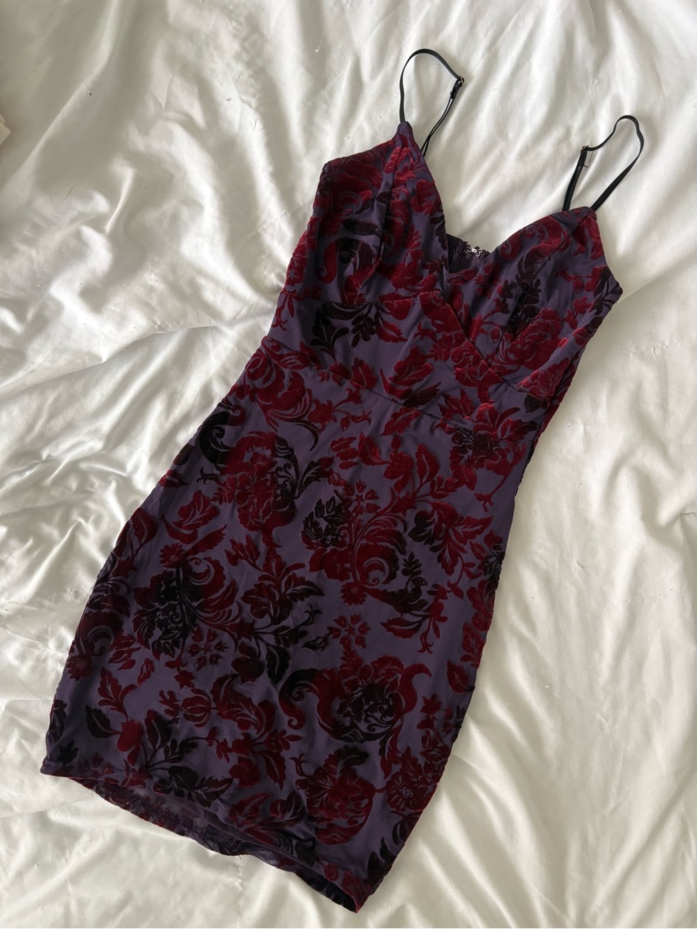 Lulu’s Velvet Bodycon Plum Purple Mini Party Girl Dress XS